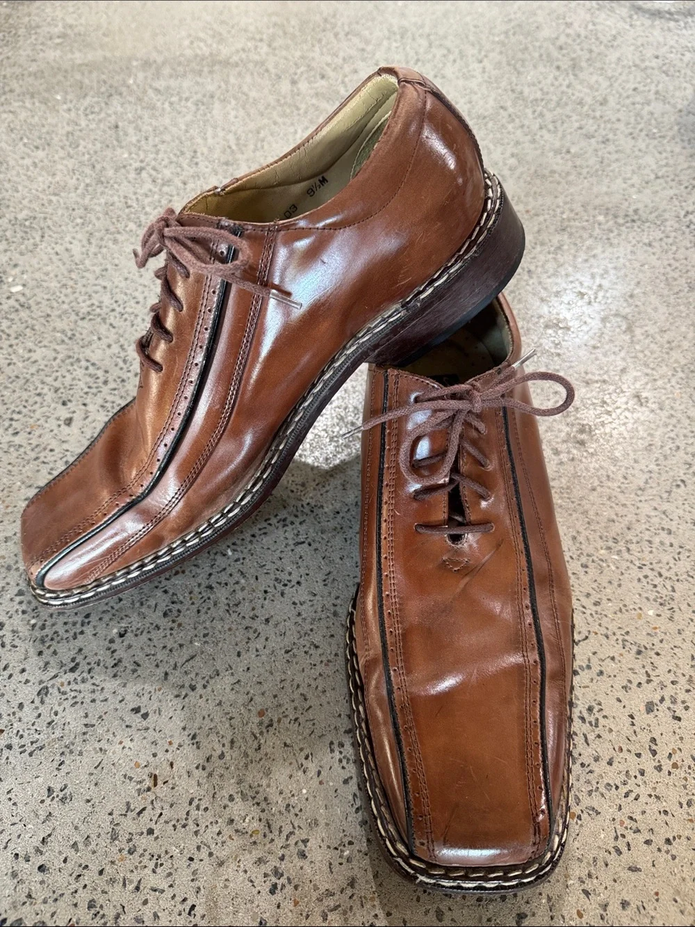 Stacy Adams Cognac Brown Leather Lace-Up Oxfords